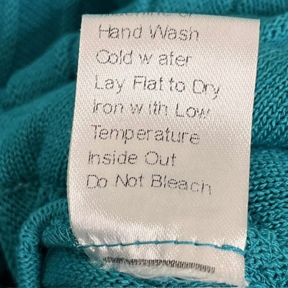 Misook Fit-And-Flare Textured Knit Midi V-Neck Dress - Aqua - L - Picture 10 of 10